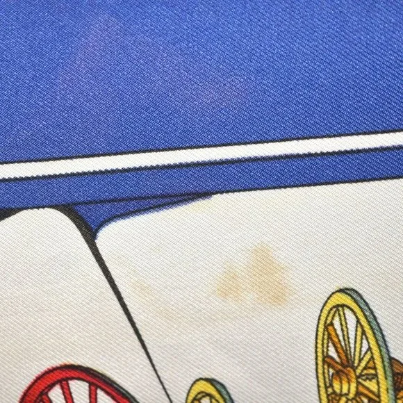 Authentic HERMES Carre 90 Scarf "CARROSSERIE" Silk Blue - Picture 4 of 14